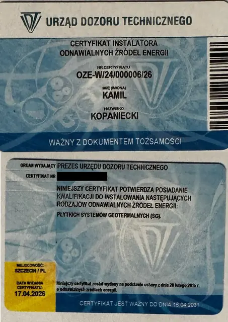 Świadectwo kwalifikacyjne UDT Kamil Kopaniecki — strona 2